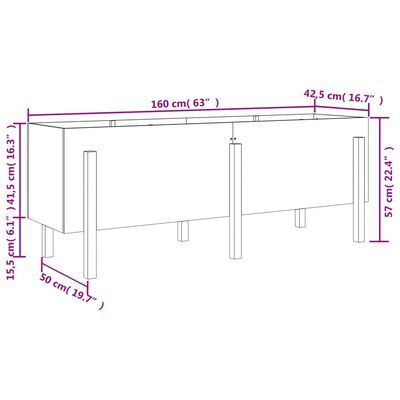 vidaXL Fioriera Rialzata da Giardino Nera 160x50x57 cm Massello Pino