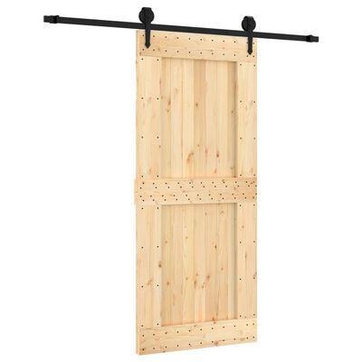 vidaXL Porta Scorrevole con Set Hardware 90x210 cm Legno Massello Pino