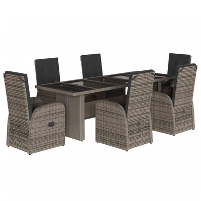 vidaXL Set da Pranzo da Giardino 7 pz con Cuscini in Polyrattan Grigio