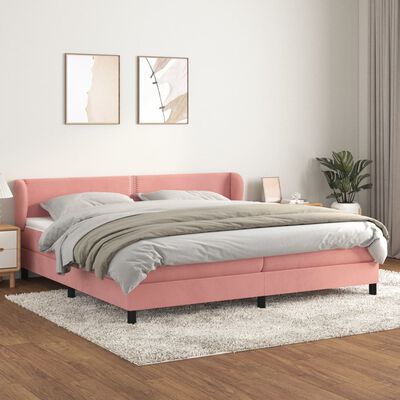 vidaXL Giroletto a Molle con Materasso Rosa 200x200 cm in Velluto