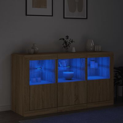 vidaXL Credenza con Luci LED Rovere Sonoma 123x37x67 cm