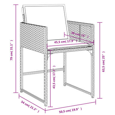 vidaXL Set da Pranzo da Giardino 13pz con Cuscini Nero in Polyrattan