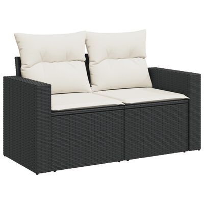 vidaXL Set Divani da Giardino 14pz con Cuscini in Polyrattan Nero