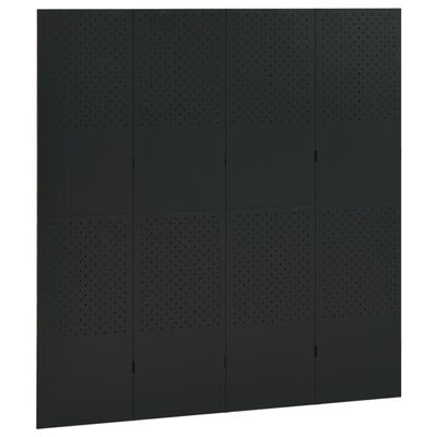 vidaXL Paravento a 4 Pannelli 2 pz Nero 160x180 cm in Acciaio