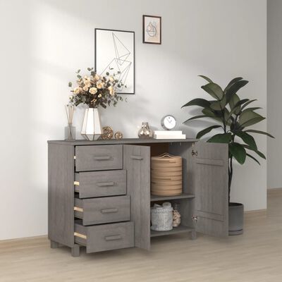 vidaXL Credenza HAMAR Grigio Chiaro 113x40x80cm Legno Massello di Pino