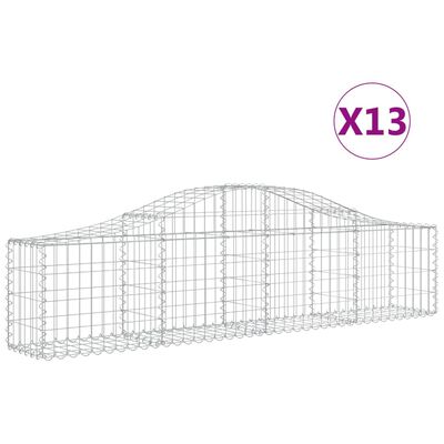 vidaXL Cesti Gabbioni ad Arco 13 pz 200x30x40/60 cm Ferro Zincato