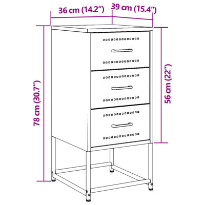 vidaXL Comodini 2 pz Neri 36x39x78 cm in Acciaio