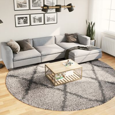 vidaXL Tappeto Shaggy PAMPLONA a Pelo Lungo Beige e Antracite Ø 280 cm