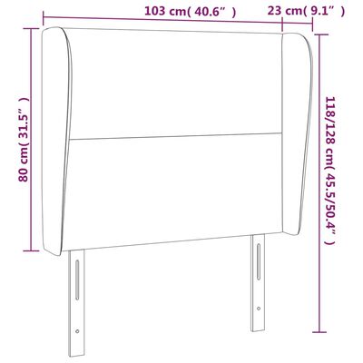 vidaXL Testiera ad Orecchio GrigioScuro 103x23x118/128cm in Velluto