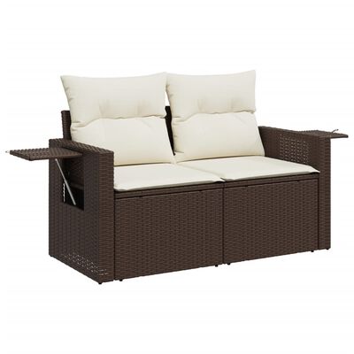 vidaXL Set Divani da Giardino 9pz con Cuscini Marrone in Polyrattan