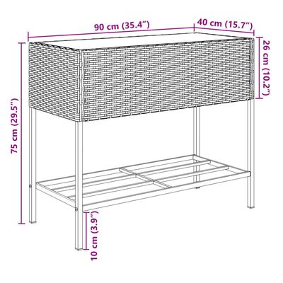 vidaXL Fioriere da Giardino con Ripiani 2pz Nere 90x40x75cm Polyrattan