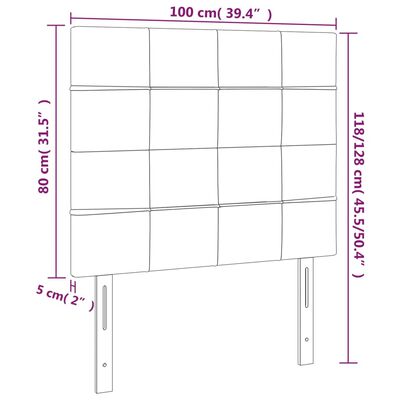 vidaXL Testiera a LED Grigio Chiaro 100x5x118/128 cm in Velluto