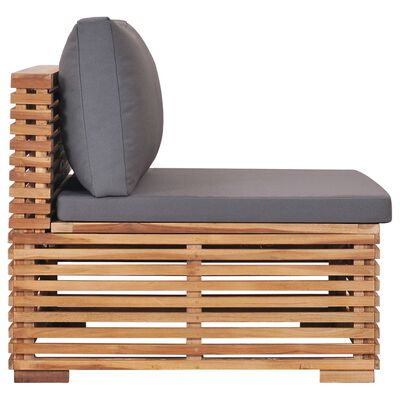 vidaXL Divano Centrale da Giardino con Cuscino Grigio Massello di Teak