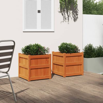 vidaXL Fioriere da Giardino 2pz Marrone Cera Legno Massello di Pino