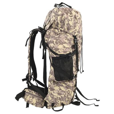 vidaXL Zaino da Trekking Cammello Mimetico 60 L in Tessuto Oxford