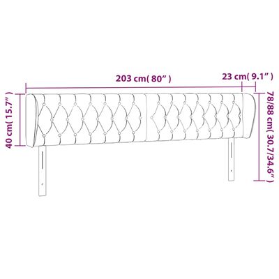 vidaXL Testiera ad Orecchio Blu 203x23x78/88cm in Tessuto