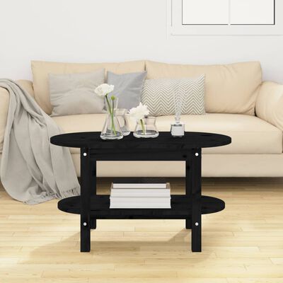 vidaXL Tavolino da Salotto Nero 80x45x45 cm in Legno Massello di Pino