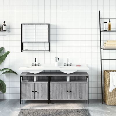 vidaXL Set Mobili da Bagno 3 pz Grigio Sonoma in Legno Multistrato