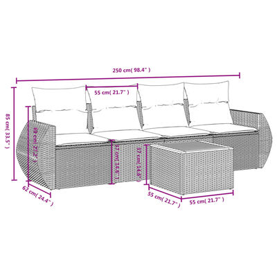 vidaXL Set Divano da Giardino 5 pz con Cuscini Beige in Polyrattan