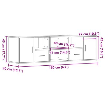 vidaXL Mobile Angolare Rovere Fumo 160x40x45 cm in Truciolato