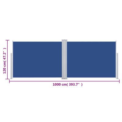 vidaXL Tenda da Sole Laterale Retrattile Blu 120x1000 cm