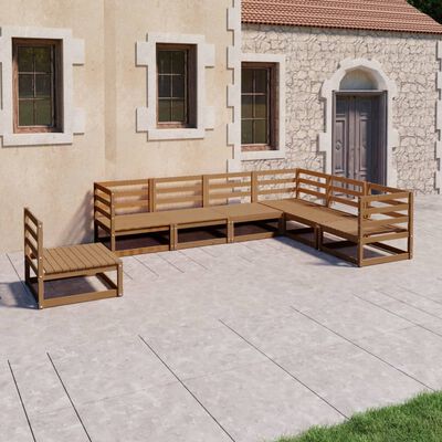 vidaXL Set Salotto da Giardino 7pz Marrone Ambra Legno Massello Pino