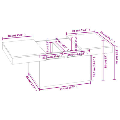 vidaXL Tavolino da Salotto Grigio Sonoma 80x55x40 cm Legno Multistrato