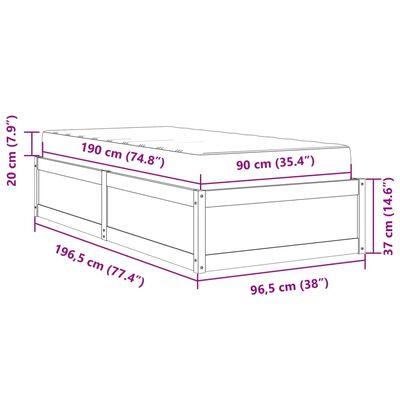 vidaXL Letto con Materasso 90x190 cm in Legno Massello di Pino