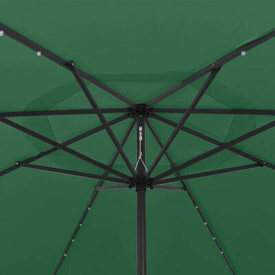 vidaXL Ombrellone da Esterni con LED e Palo in Metallo 400 cm Verde