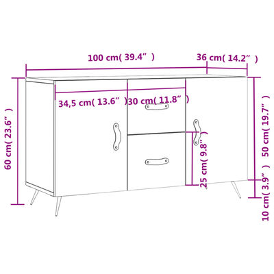 vidaXL Credenza Rovere Marrone 100x36x60 cm in Legno Multistrato