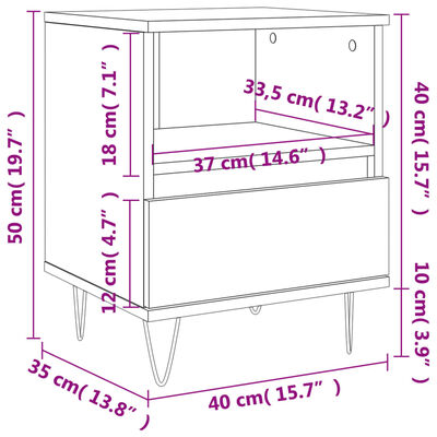 vidaXL Comodini 2pz Rovere Sonoma 40x35x50 cm in Legno Multistrato