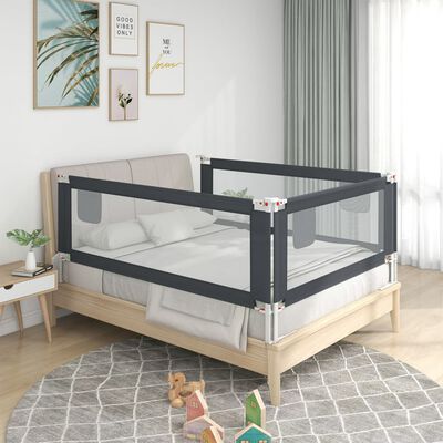 vidaXL Sponda Letto Sicurezza Bambini Grigio Scuro 90x25 cm Tessuto