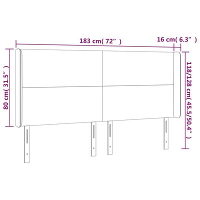 vidaXL Testiera a LED Marrone Scuro 183x16x118/128 cm in Tessuto