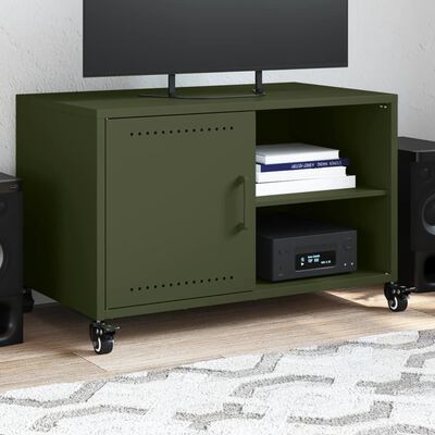 vidaXL Mobile TV Verde Oliva 68x39x43,5 cm in Acciaio