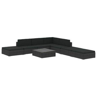 vidaXL Set Divani da Giardino 8 pz con Cuscini in Polyrattan Nero