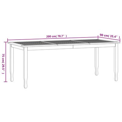 vidaXL Tavolo da Pranzo da Giardino 200x90x75cm Legno Massello di Teak