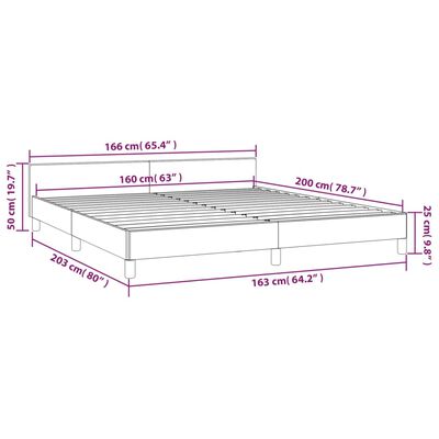 vidaXL Giroletto senza Materasso Marrone Scuro 160x200 cm Tessuto