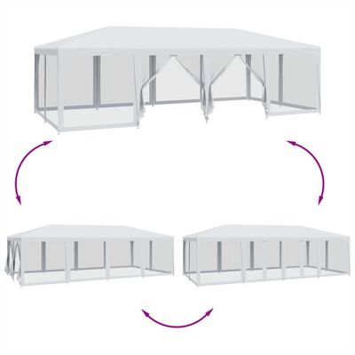 vidaXL Tenda per Feste con 12 Pareti Laterali in Rete Bianco 8x4m HDPE