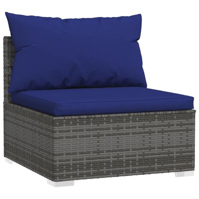 vidaXL Set Divani da Giardino 4 pz con Cuscini in Polyrattan Grigio