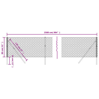 vidaXL Recinzione a Rete Verde 0,8x25 m