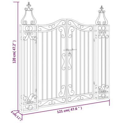 vidaXL Cancello da Giardino Nero 121x8x120 cm in Ferro Battuto