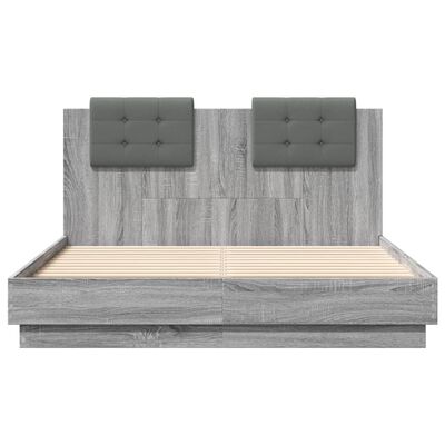 vidaXL Giroletto Testiera Grigio Sonoma 140x190 cm Legno Multistrato