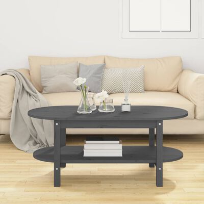 vidaXL Tavolino da Salotto Grigio 110x55x45 cm Legno Massello di Pino