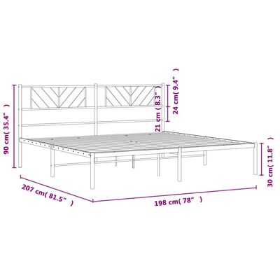 vidaXL Giroletto con Testiera Metallo Bianco 193x203 cm