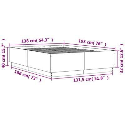 vidaXL Giroletto Nero 135x190 cm in Legno Multistrato