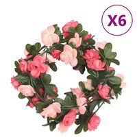 vidaXL Ghirlande Fiori Artificiali 6 pz Rosato 240cm