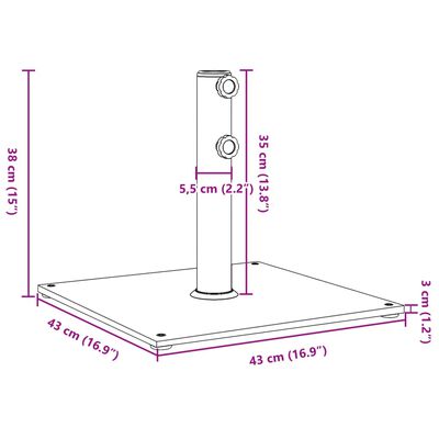 vidaXL Base per Ombrellone per Pali Ø32/38/48 mm 17 kg Quadrata