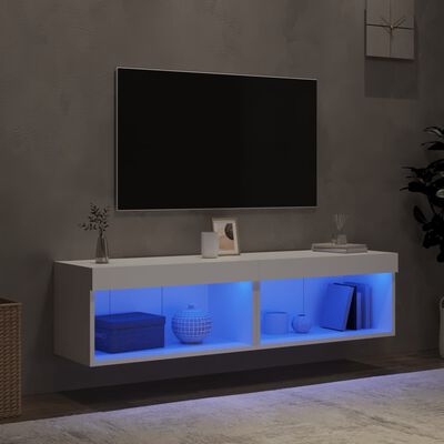 vidaXL Mobili TV con Luci LED 2pz Bianchi 60x30x30 cm