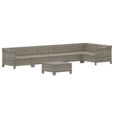 vidaXL Set Divani da Giardino 7 pz con Cuscini in Polyrattan Grigio