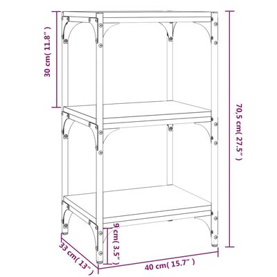 vidaXL Mobile Porta Libri Nero 40x33x70,5cm Legno Multistrato Acciaio